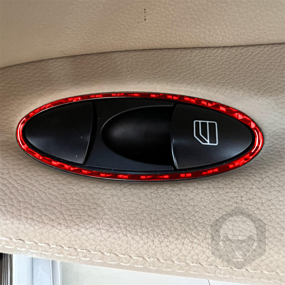 Red Carbon Fiber Window Lift Switch Button Cover for Benz CLS Class C219 2004-09