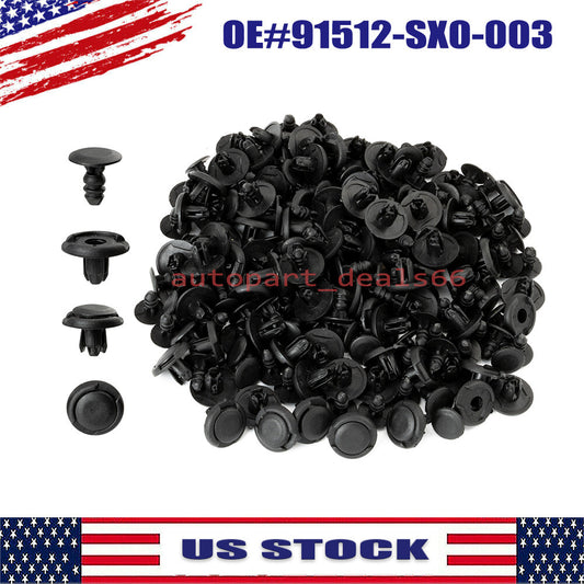 100X Push Type Clip Inner Fender Liner Splash Shield Retainer Fastener for Honda