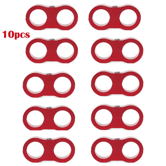 10-pack 14mm 0.55 inch AN6 braided hose end clamps for oil/gas fuel lines, CNC separator, red - n