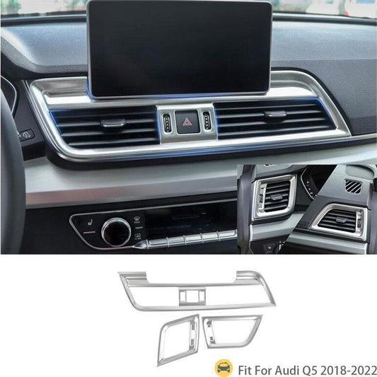 for Audi Q5 2018-2024 Matte Silver Inner Central Console Air Outlet Vent Trim 3P