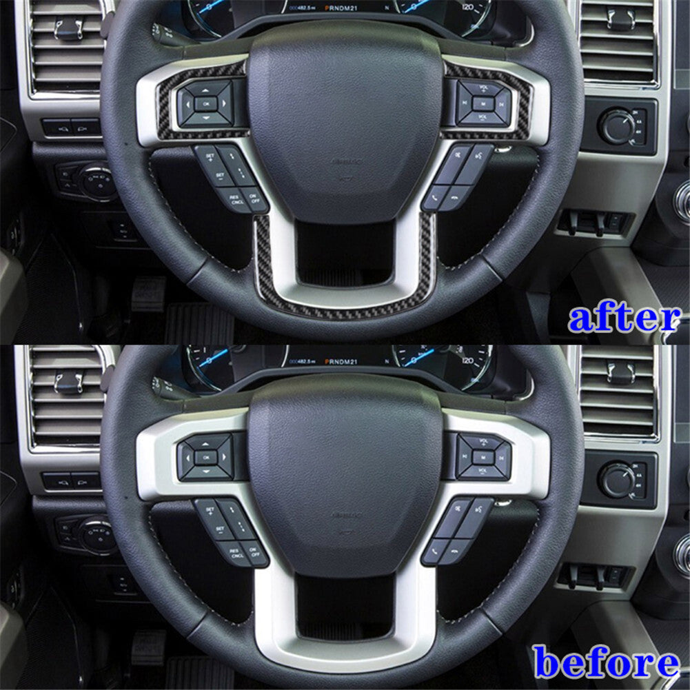 Carbon Fiber Interior Steering Wheel Panel Trim Cover  for ford  F-150 2015-2017