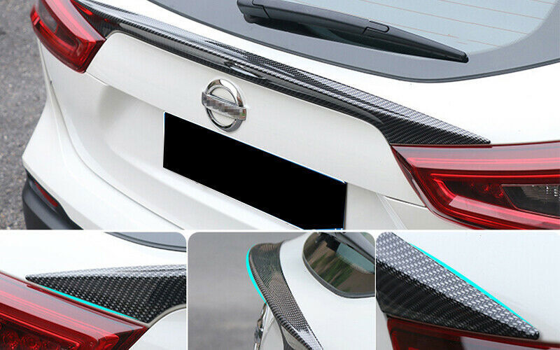 for Nissan Rogue Sport 2017-2021 Carbon Fiber Rear Trunk Spoiler Wing Strip Trim