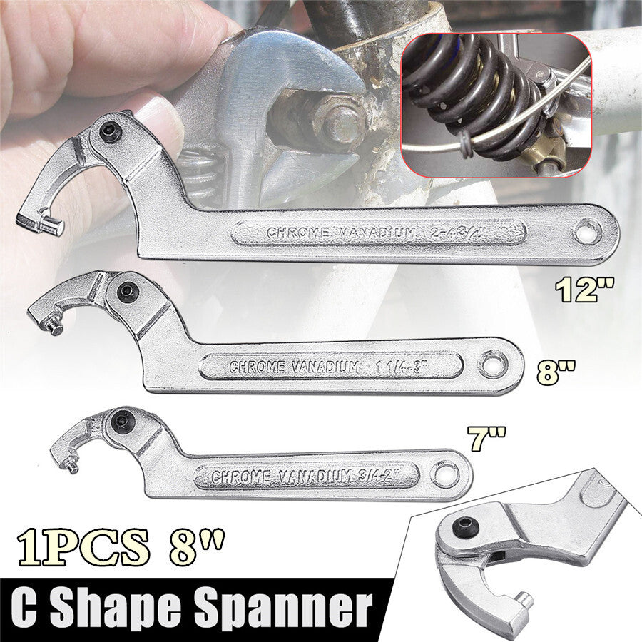 Motorcycle Bike Hook Wrench C Clamp Spanner Adjust Shock Absorber Repair Tool Q
