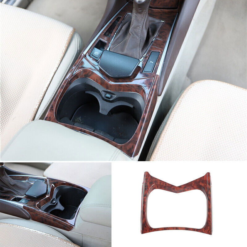 for Cadillac SRX 2010-15 Wood Grain Middle Console Water Cup Holder Frame Trims