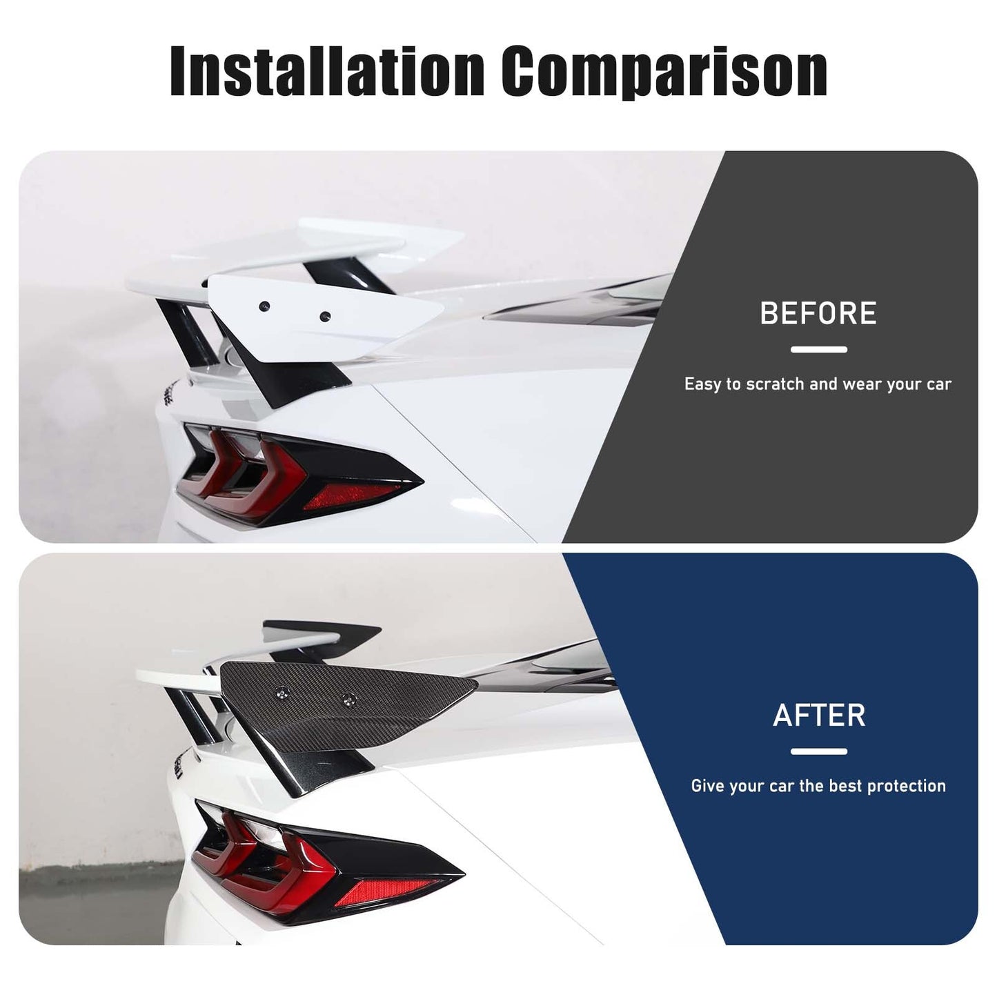 Suitable for 2020-24 for Corvette C8 carbon fiber rear fin boiler wing fittings - n