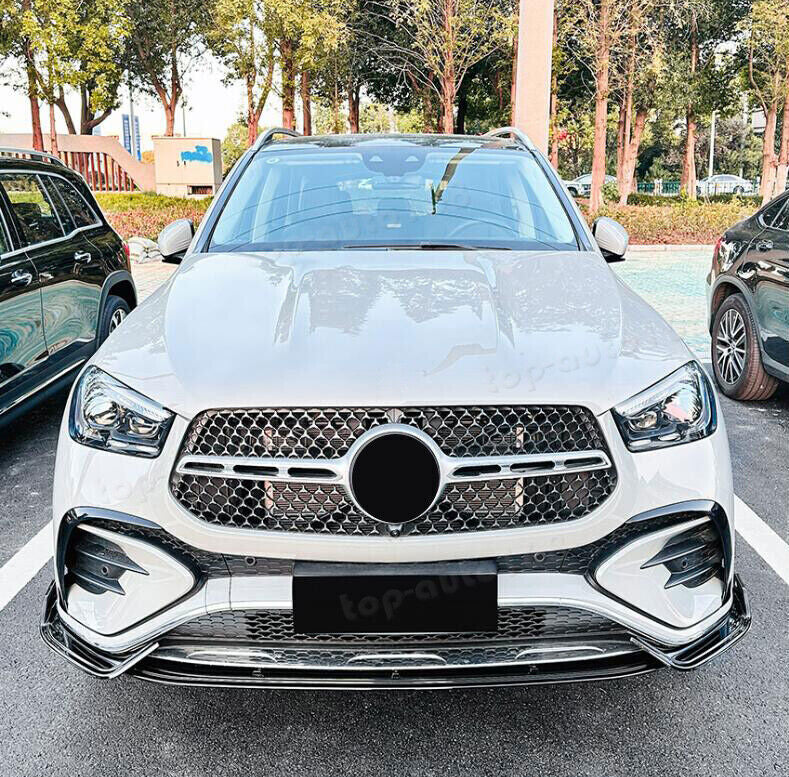 Piano Black Front Bumper Spoiler for Mercedes-Benz GLE-Class SUV 450 AMG 53 2024
