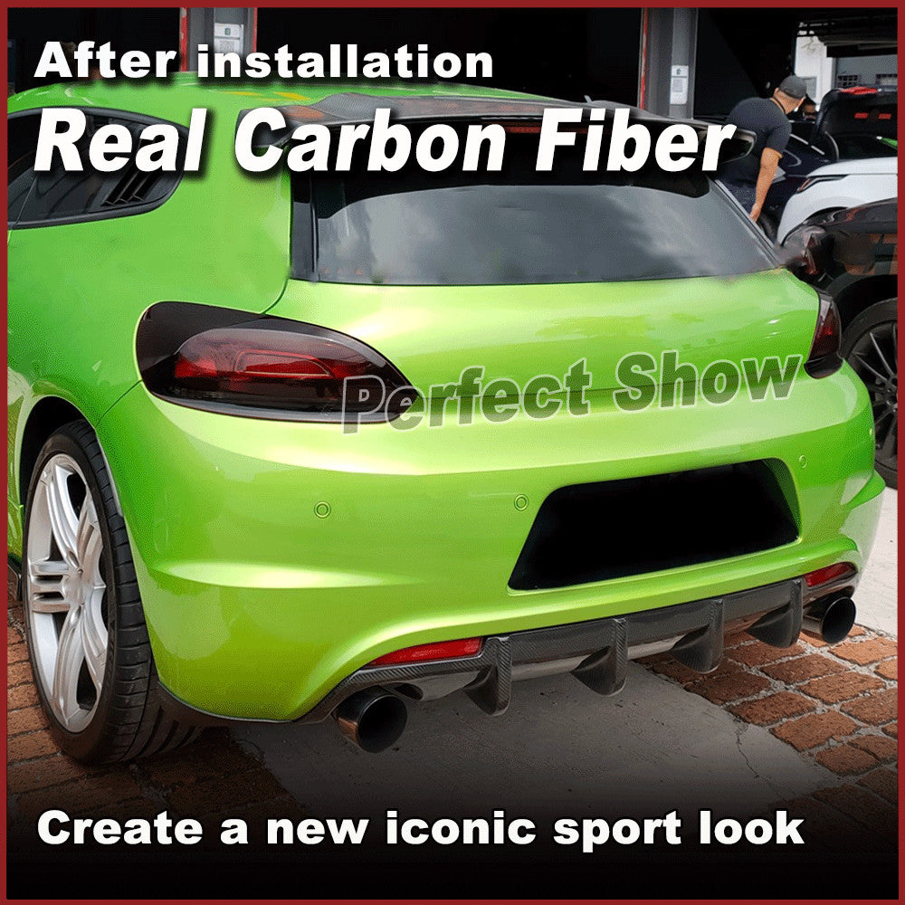 for Volkswagen Scirocco R Bumper 2009-14 REAL Carbon Rear Diffuser Dual Exhaust