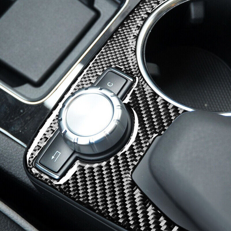 Real Carbon Fiber Car Water Cup Holder Frame Cover Trim for Benz C Class W-204 Q
