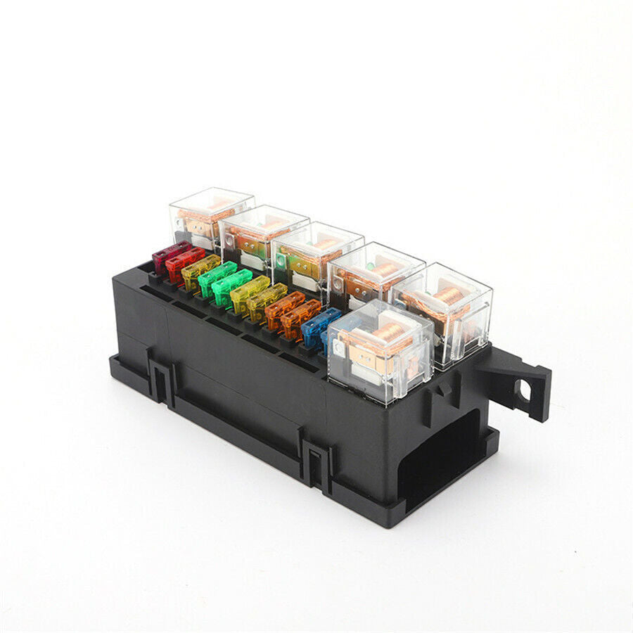 US SHIP High Temperature Resistant Car 11 Way Relay Fuse Box w 6 Relay +11 Fuse Q