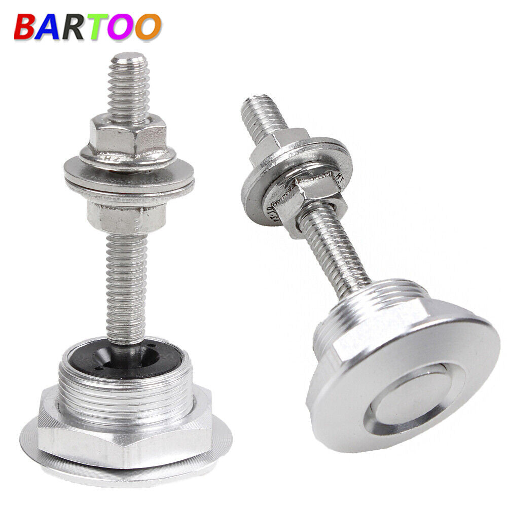 2X Bumper Latch Kit Push Button Quick Release Hood Bonnet Pins Lock Clip Silver
