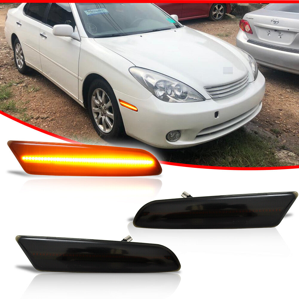 2 Pack Smoked Lens Amber LED Side Marker Lights for for Lexus 5th Generation for ES Model - v
