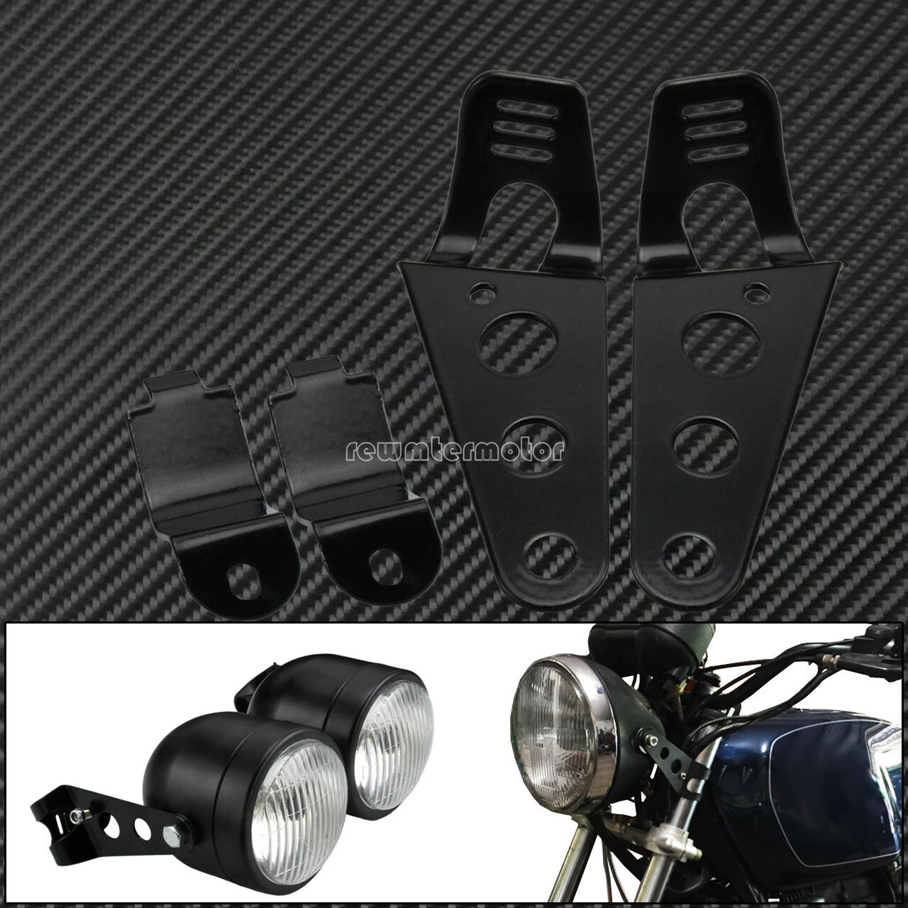 28mm-34mm Front Fork Ear Headlight Mount Brackets Motorcycle Chopper Cafe Racer Q