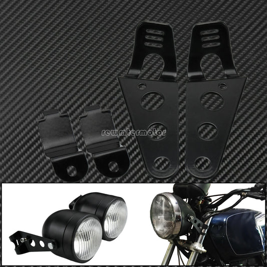 28mm-34mm Front Fork Ear Headlight Mount Brackets Motorcycle Chopper Cafe Racer Q