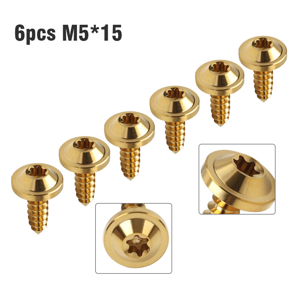 6pcs Bolts Truss Torx Head Self Tapping Screws M5x15mm Fastener Gold