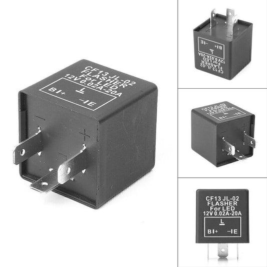 1x 12V 3 Pin Adjustable Speed Car Flasher LED Flasher CF13 JL-02 Relay Black Q