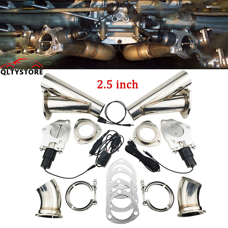 2.5'' Pair Electric Exhaust Valve Exhaust Pipe Kit Y Header with Manual Control Q