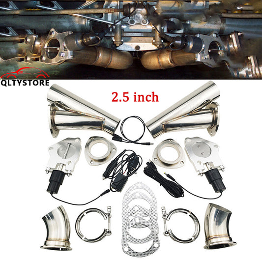 2.5'' Pair Electric Exhaust Valve Exhaust Pipe Kit Y Header with Manual Control Q