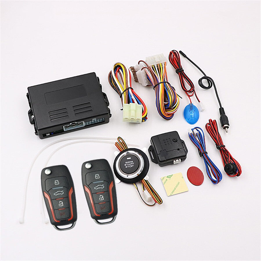 Car Alarm System with Remote Engine Start Push Start Stop Button Keyless Entry Q