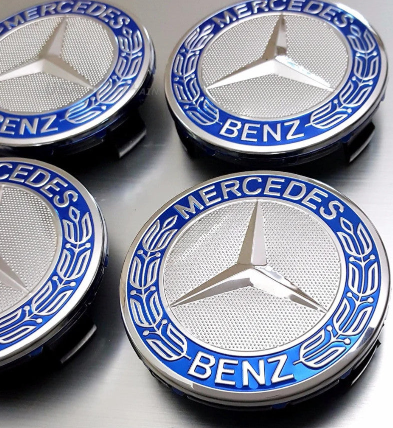 4-piece blue alloy wheel center caps, 75mm badge wheel badges, suitable for all