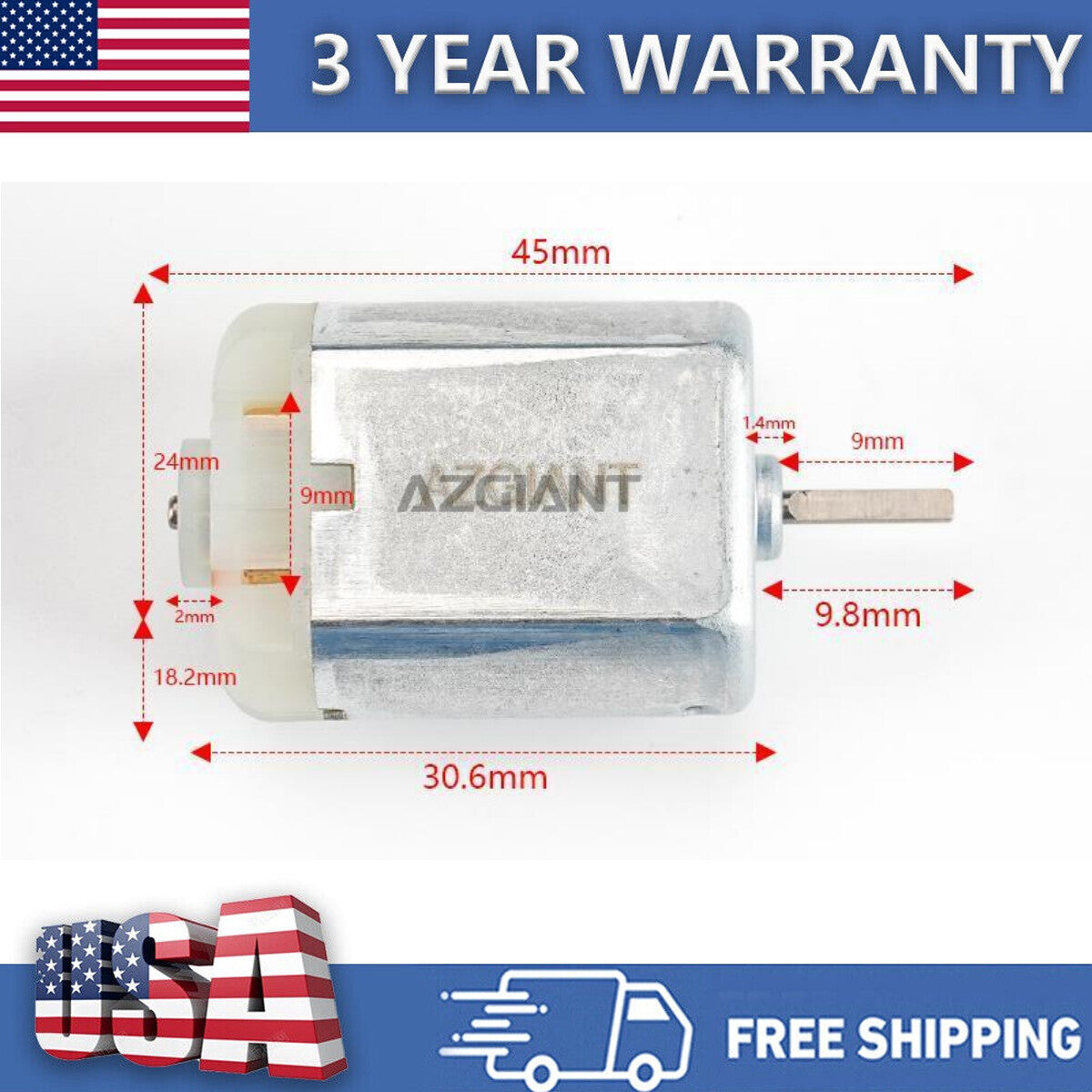 For Mabuchi FC-280PC-22125 Door Lock Motor/Actuator 10mm Long Shaft 280PT 20150