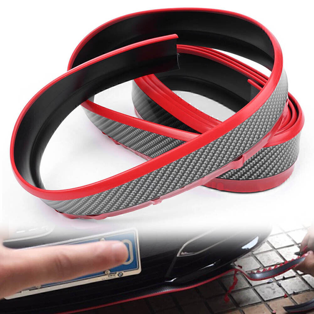 2.5M Car Front Bumper Skirts Lower Lip Strip Rubber Guard Protector Strip Red