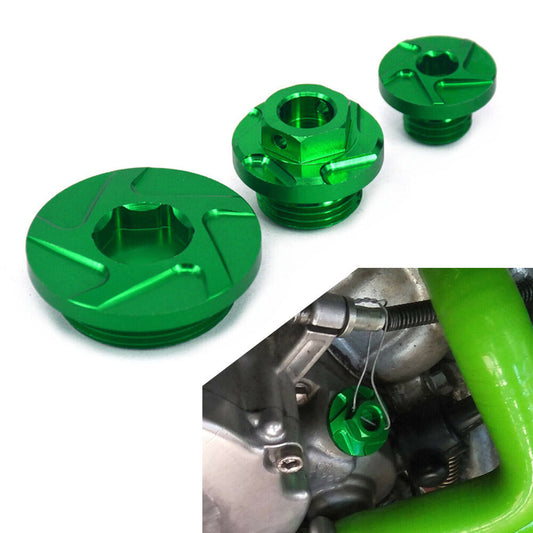 CNC Engine Timing Oil Filter Plugs 3 Pieces fit for Kawasaki KX250 KX450 KLX450R Q