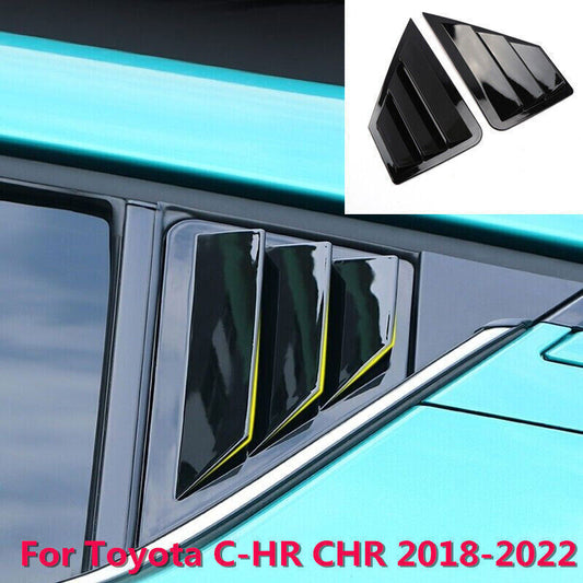 for Toyota C-HR 2018-22 Black Look Quarter Window Louver Shutter Side Vent Trim
