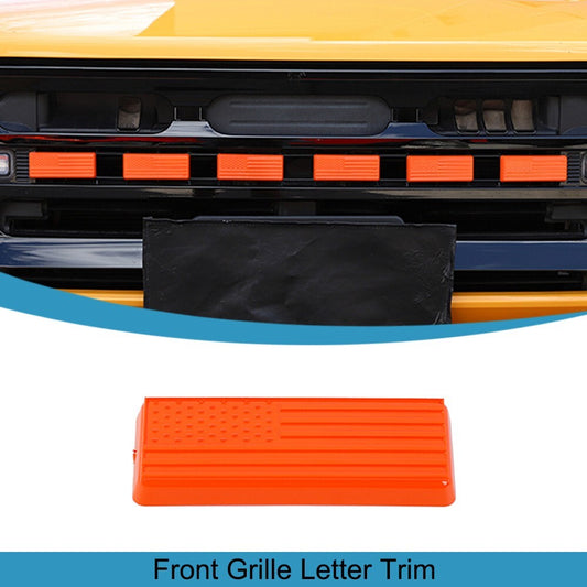 1X Orange ABS Front Grille Letter Emblem Decor Cover Trim for Ford Bronco 2021+