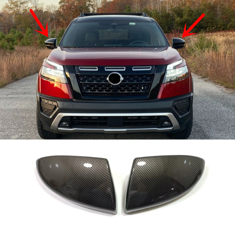 Carbon Fiber Rearview Mirror Cover Trim For PATHFINDER 2022-2024 v