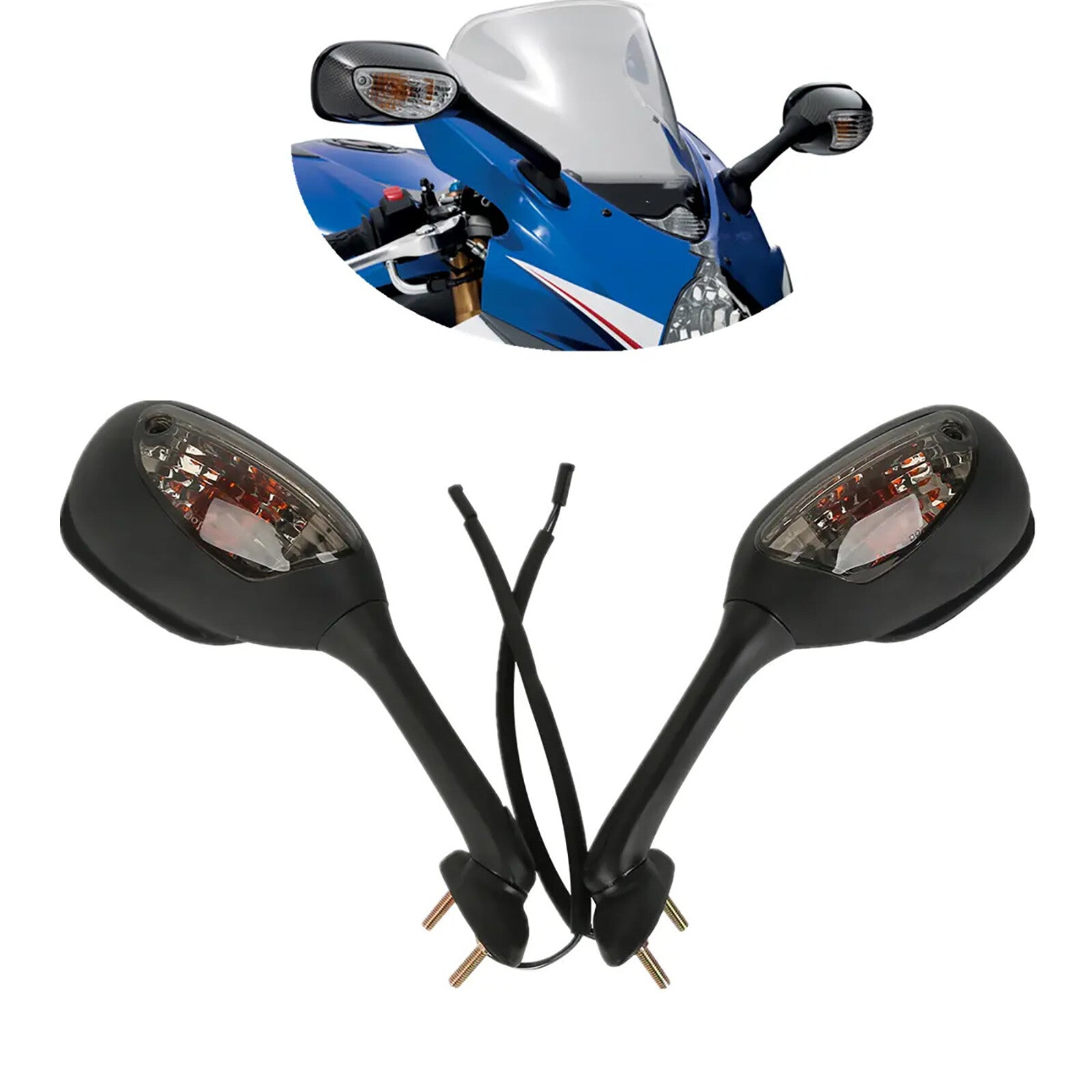 2 Rearview Mirrors W/ Turn Signal for Suzuki GSXR1000 GSXR600 GSX-R750 2006-21