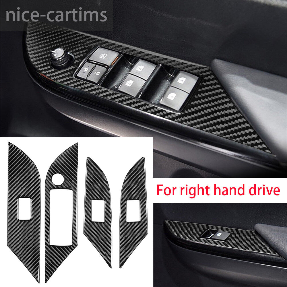 For T@yota Hilux Revo 2015-21 RHD Carbon Fiber Window Lift Switch Button Cover B