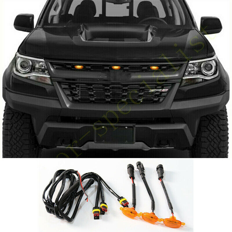 for Chevrolet Colorado 2017-2020 3Pcs Front Grille LED Light Style Trim Q