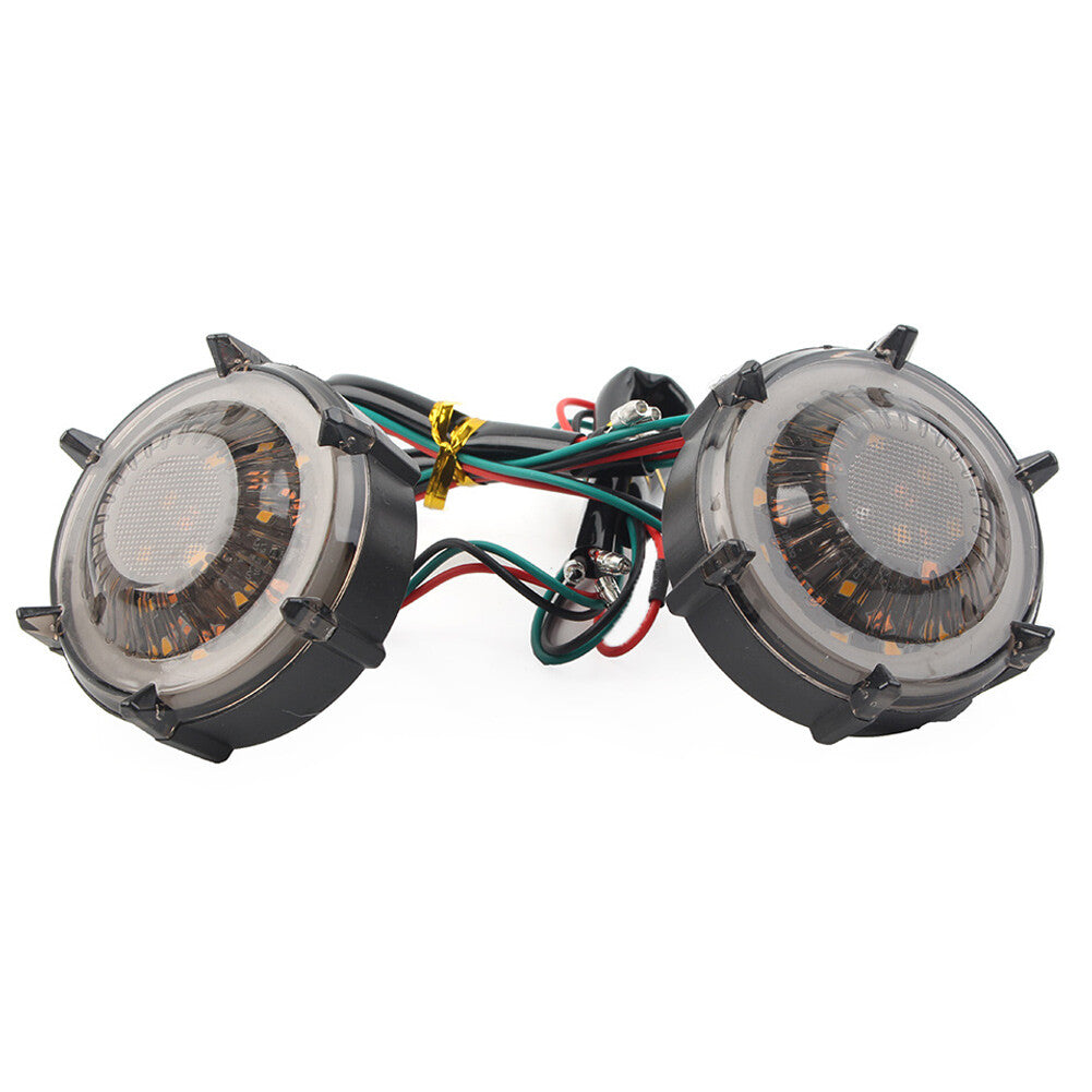 Pair DRL LED Flashers Turn Signal Warning Lights Rotating Flowing Universal Red