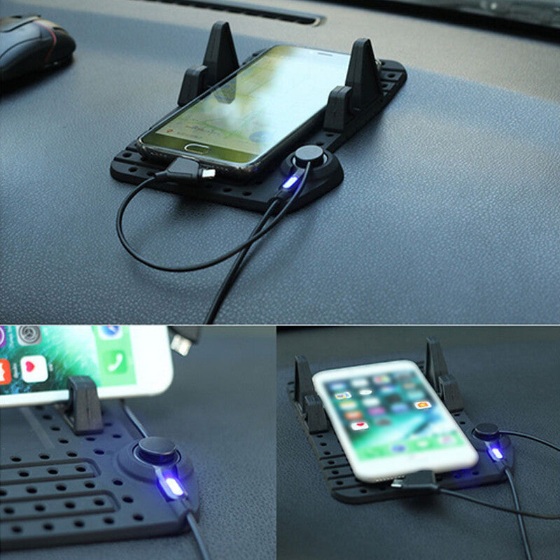 Car mount, dashboard bracket, USB magnetic charger, soft silicone for phone GPS - n