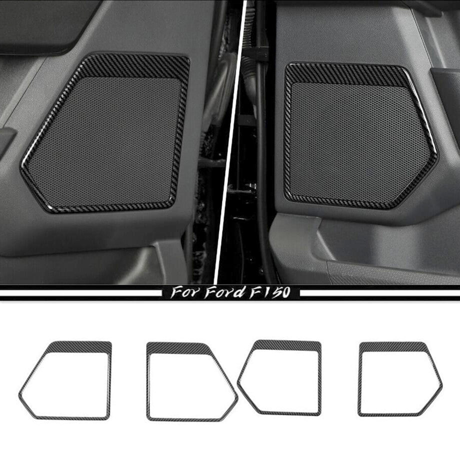 For 21-23 F150 Carbon Fiber Interior Door Speaker Cover Trim Frame 4P v