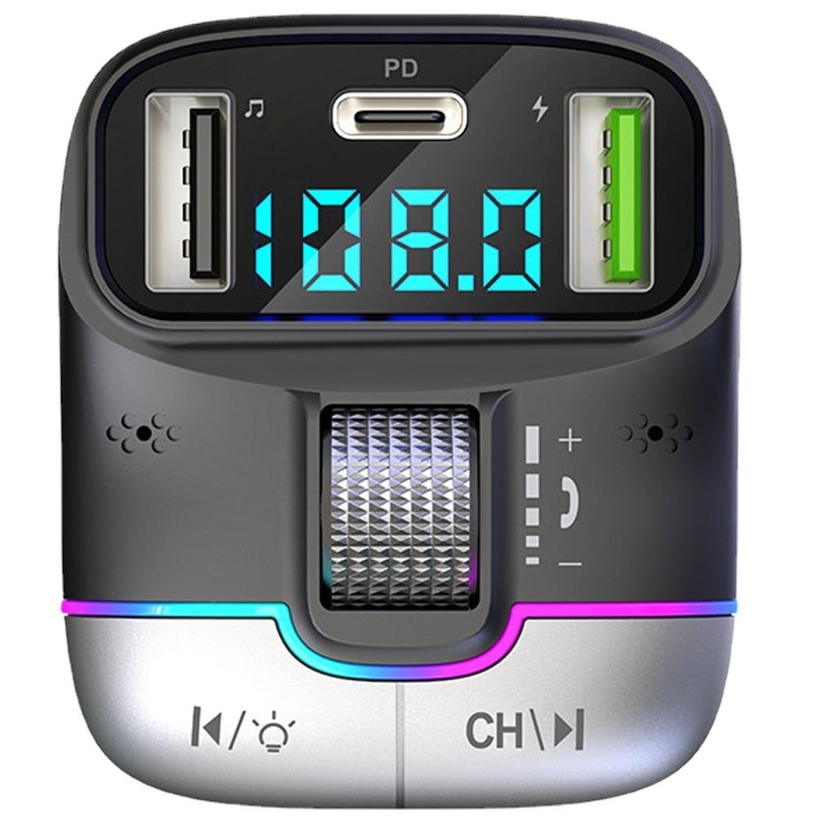 USB PD Car Charger Bluetooth 5.3 AUX Adapter HIFI Audio Player FM Transmitter a