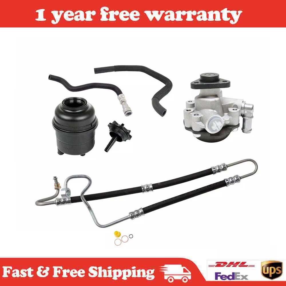 for BMW E46 325i/330i 2001-2005 Power Steering Pump+Hoses+Reservoir with Cap Kit