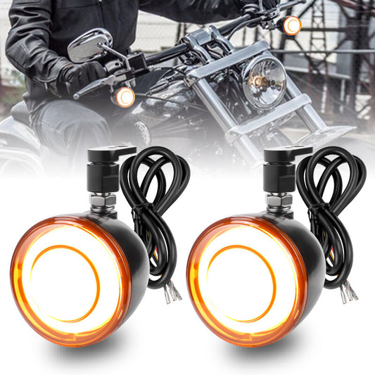 Front LED Turn Signal Indicator Light Amber White For Sportster XL 883 XL1200