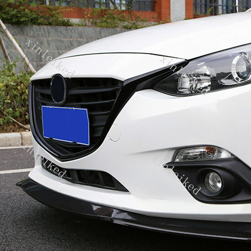 2x for Mazda 3 Axela 2014-2016 Glossy Black ABS Front Grille Frame Strip Replace