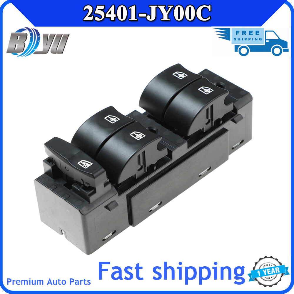 Black driver's side power window switch for Koleos 2008 - 2016 2540-JY00C- v