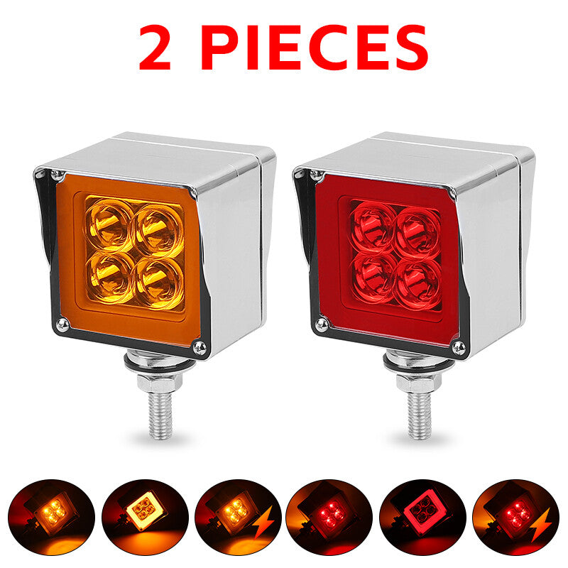 2x 3'' LED Dual Face Side Marker Light Turn Signal Brake Lamp 12V 24V Truck Car