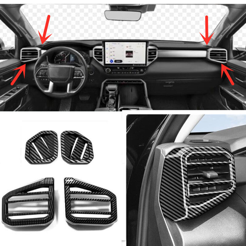 Dashboard Air Vent Cover Trim Carbon fiber Kit 4pc For Sequoia 2023 2024 v