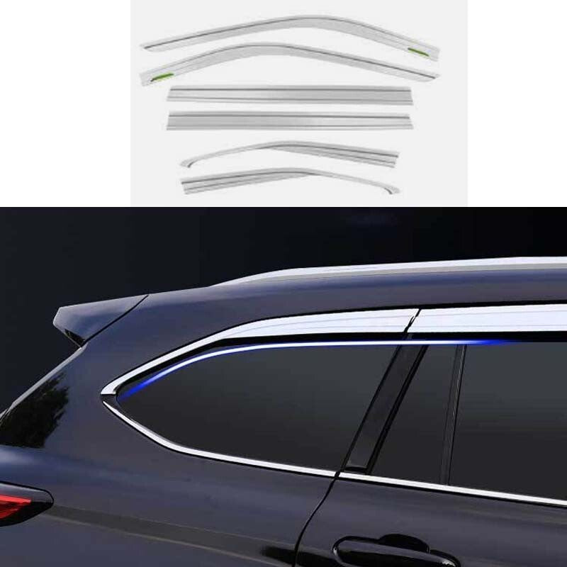 for Toyota Highlander Chrome Side Window Visor Sun Rain Shield 2020-2022 LE 6pcs
