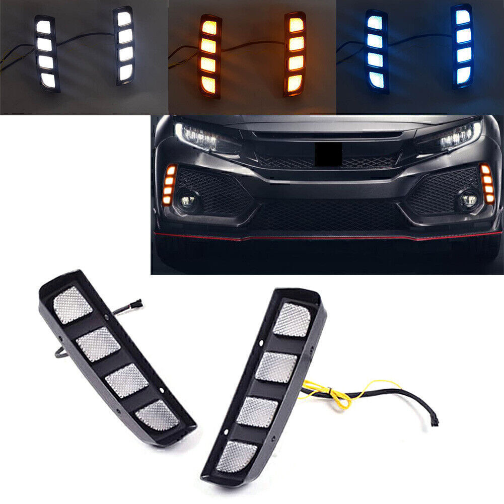 TYPE R Daytime Running Fog Light Turn LED DRL Tricoloured for Honda for Civic 16-19