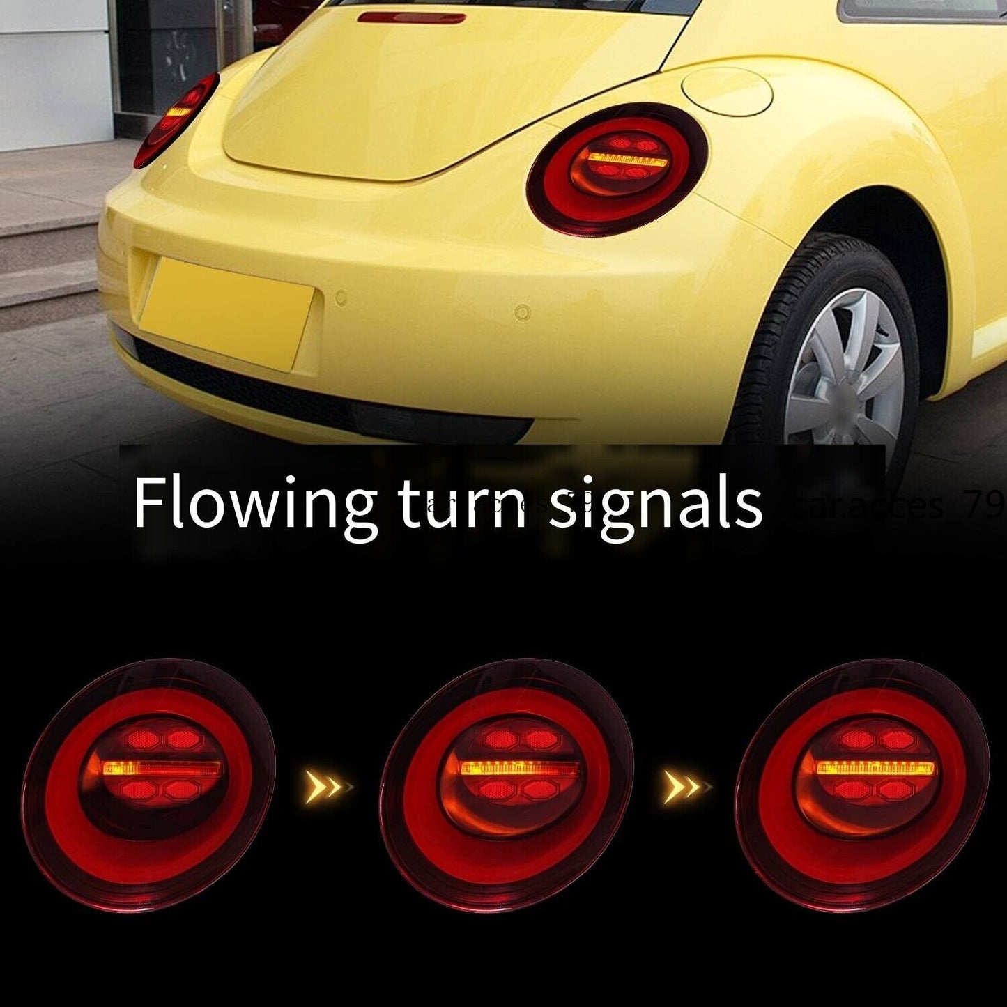 Pair LED Tail Lights w/Sequential Turn Signal Rear Lamps For Beetle 2006-2012