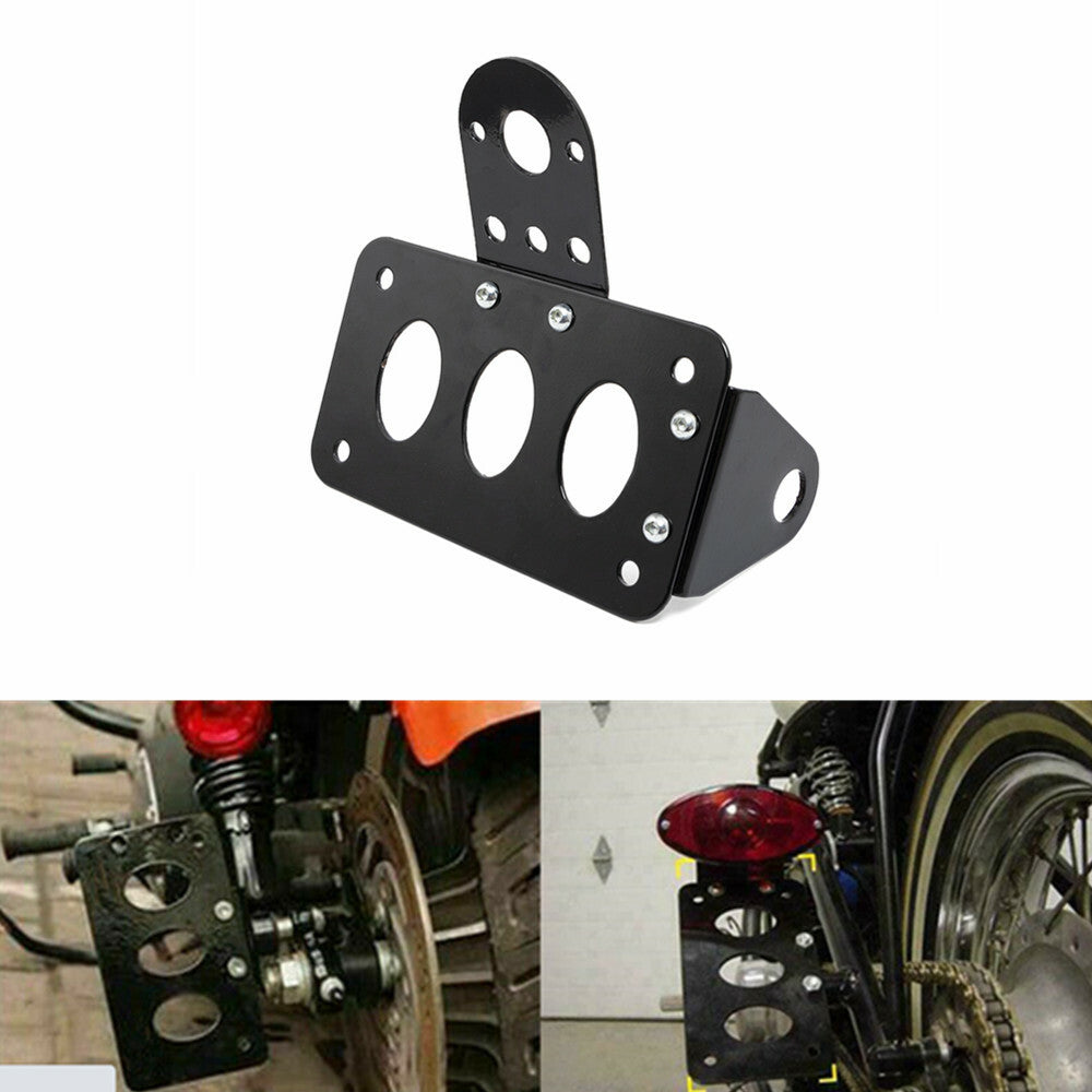 Motorcycle Black Aluminum Tail Light Side Mount License Plate Bracket for Harley Q