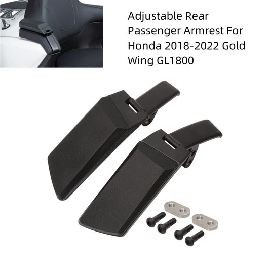 Black Rear Adjustable Passenger Armrests for Honda 2018-22 GoldWing GL1800 1800