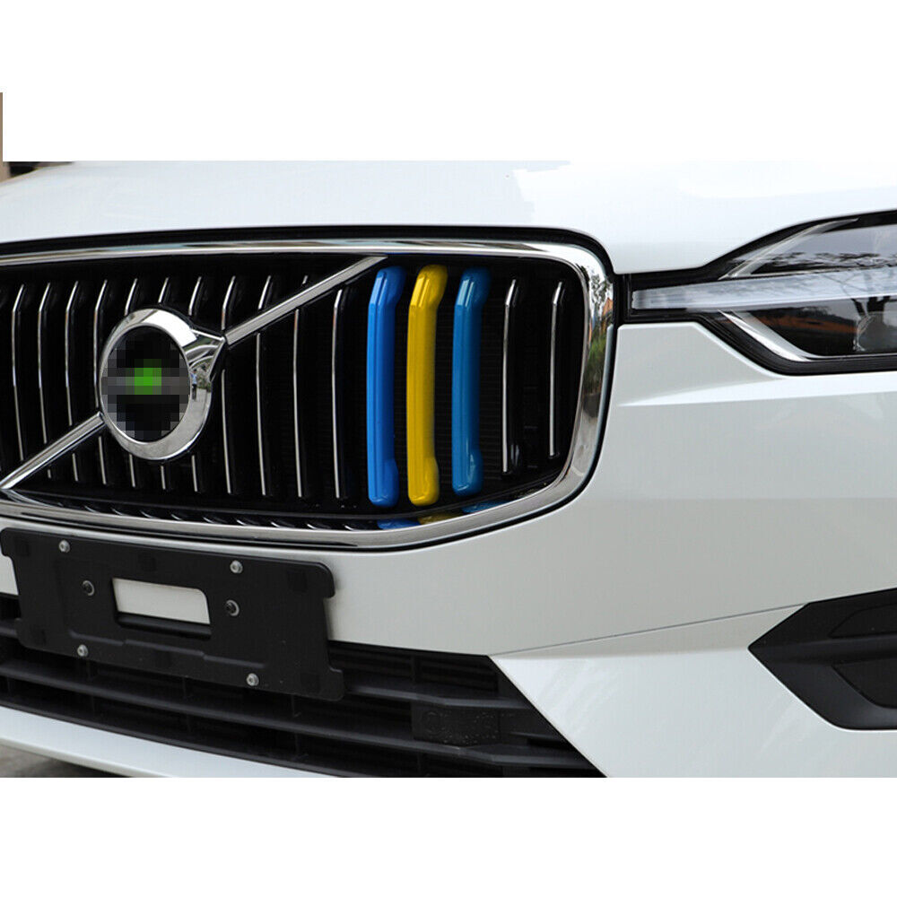 3-Color Car Front Grill Stripes Cover Grille Clips Trim for Volvo XC60 2018-2021