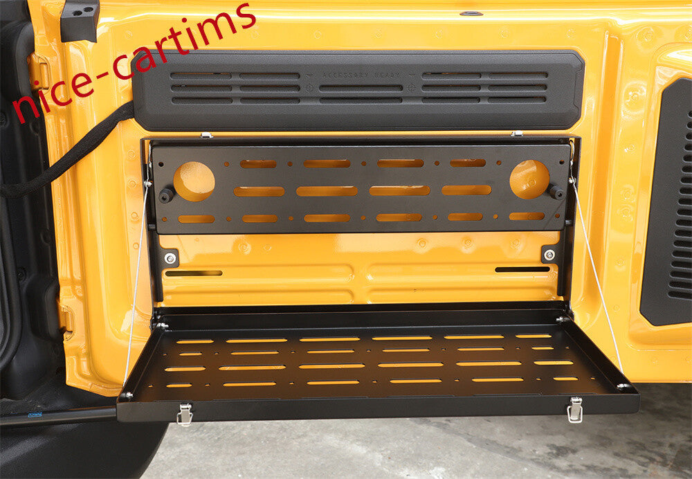 Alloy Black Rear Door Tailgate Table Shelf Storage Rack for Ford Bronco 2021-24