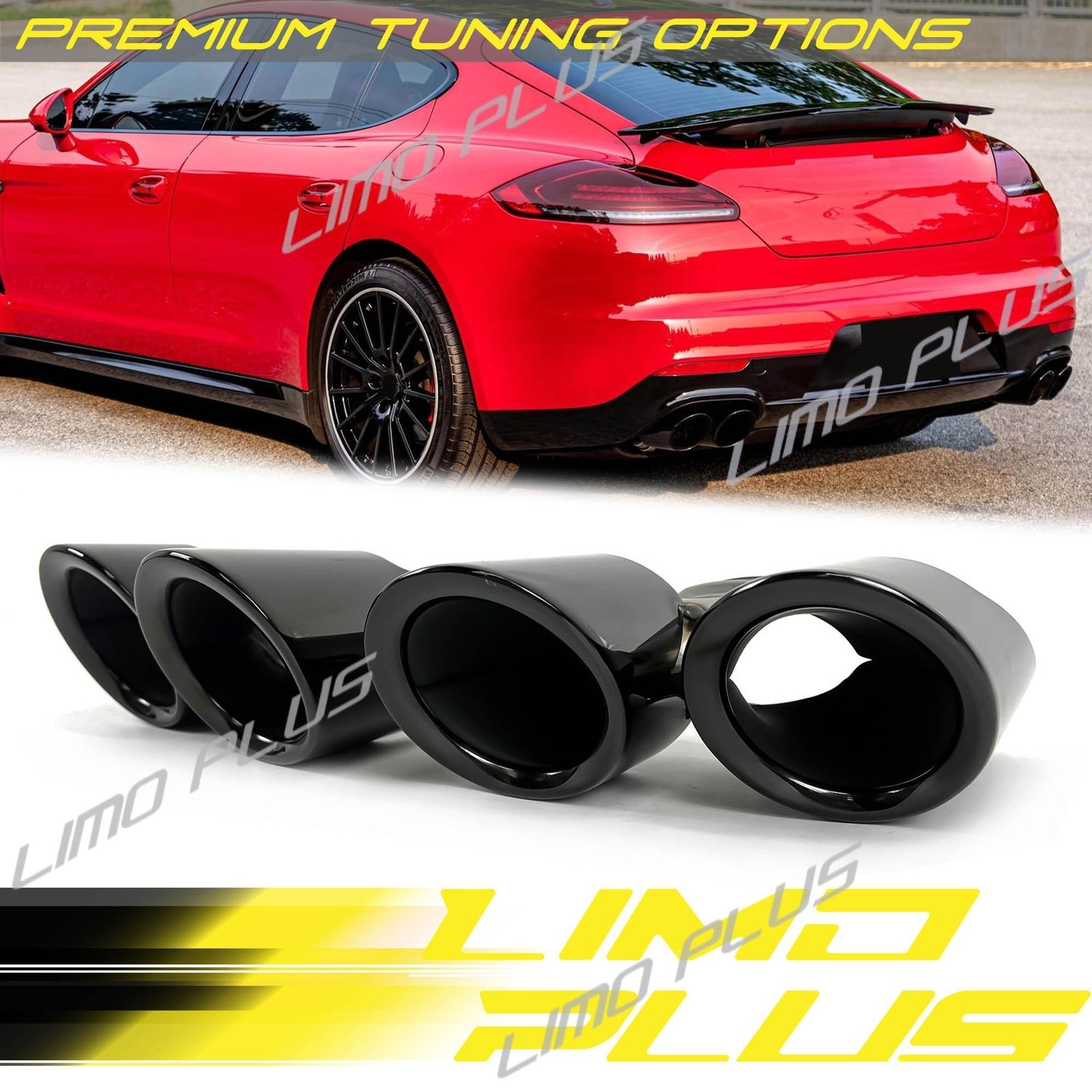 GTS Style Exhaust Tips Pipes Black for 2014-2016 for Porsche for Panamera 970.2 Q